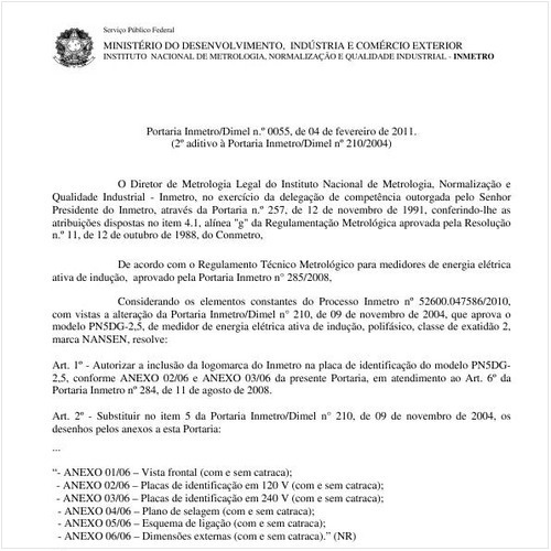 Portaria INMETRO/DIMEL 55:2011 - Situação: Revisto