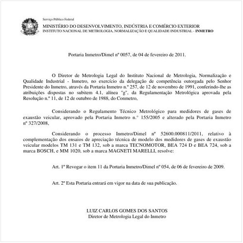 Portaria INMETRO/DIMEL 57:2011 - Situação: Em vigor