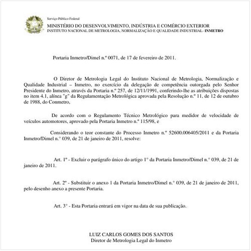 Portaria INMETRO/DIMEL 71:2011 - Situação: Em vigor
