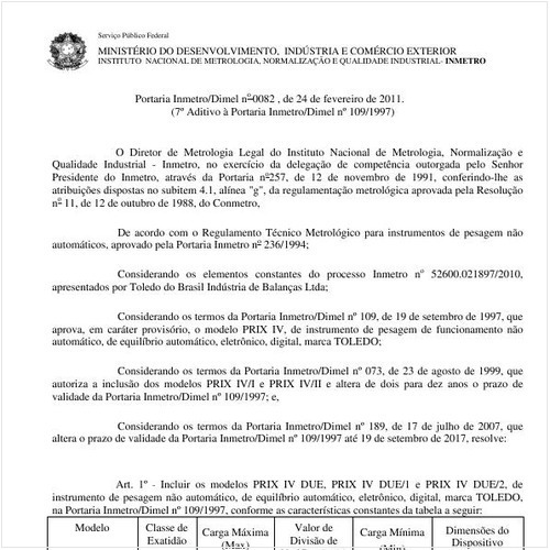 Portaria INMETRO/DIMEL 82:2011 - Situação: Revisto