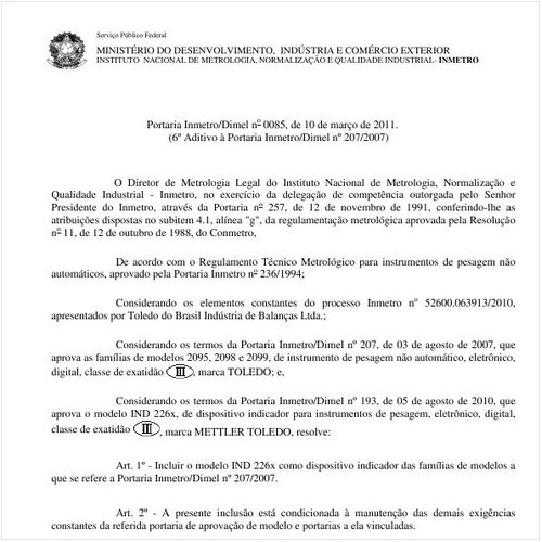 Portaria INMETRO/DIMEL 85:2011 - Situação: Revisto