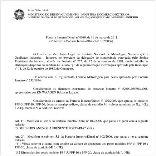 Portaria INMETRO/DIMEL 89:2011 - Situação: Em vigor