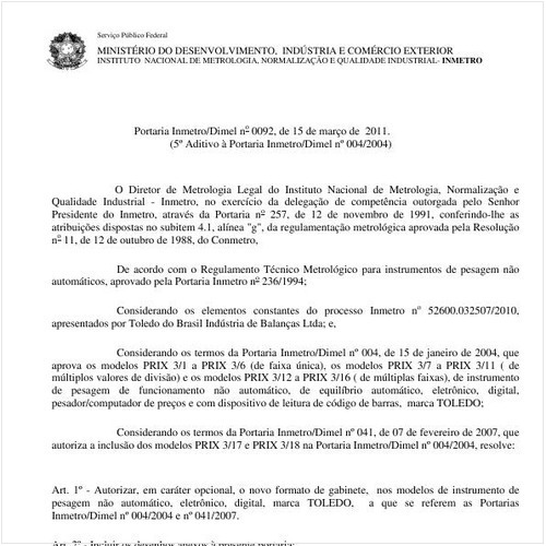 Portaria INMETRO/DIMEL 92:2011 - Situação: Revisto