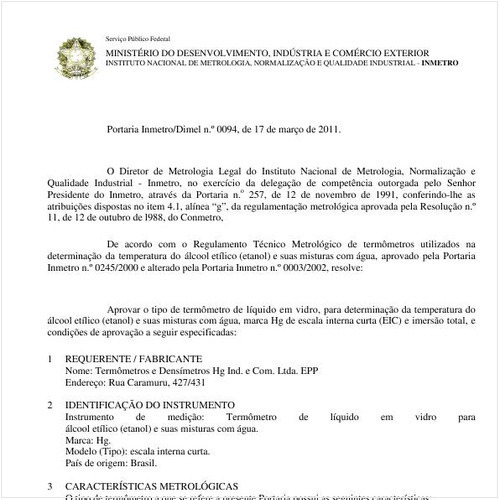 Portaria INMETRO/DIMEL 94:2011 - Situação: Em vigor