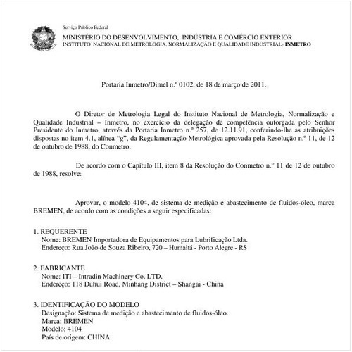 Portaria INMETRO/DIMEL 102:2011 - Situação: Revogado