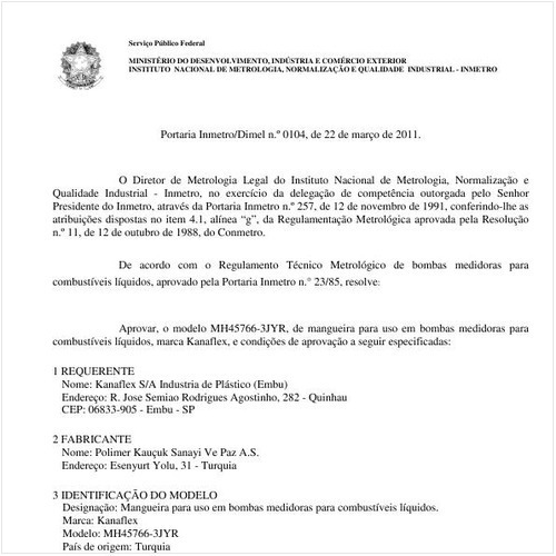 Portaria INMETRO/DIMEL 104:2011 - Situação: Em vigor