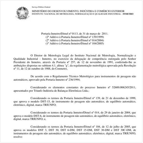 Portaria INMETRO/DIMEL 113:2011 - Situação: Revisto