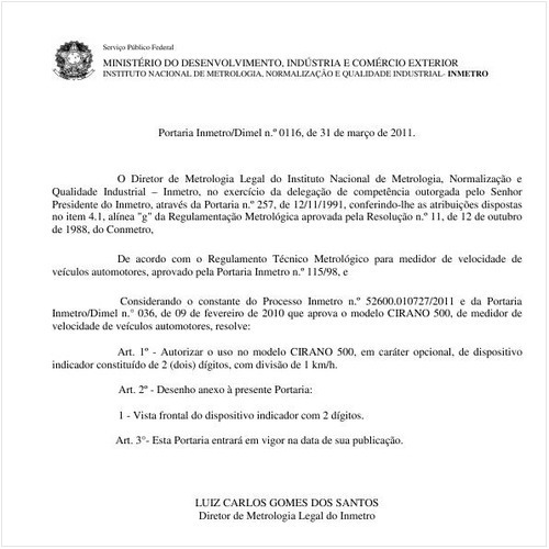 Portaria INMETRO/DIMEL 116:2011 - Situação: Em vigor