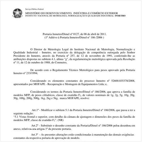 Portaria INMETRO/DIMEL 127:2011 - Situação: Em vigor