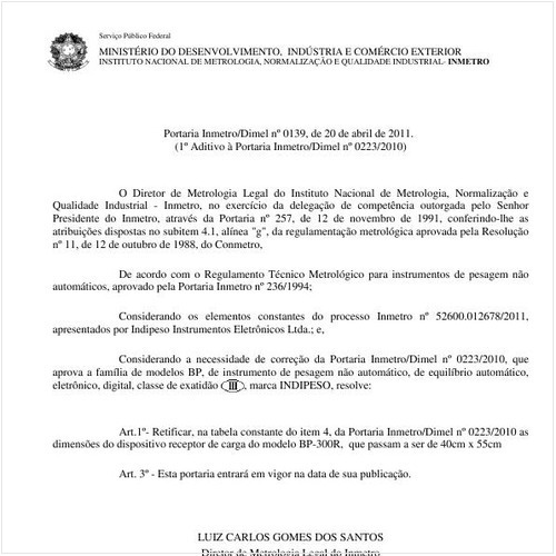 Portaria INMETRO/DIMEL 139:2011 - Situação: Revisto