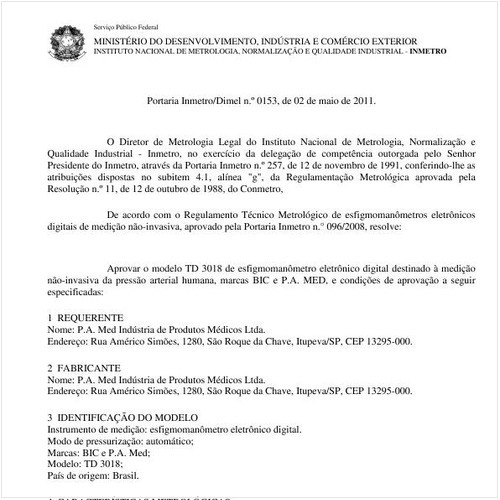 Portaria INMETRO/DIMEL 153:2011 - Situação: Revisto