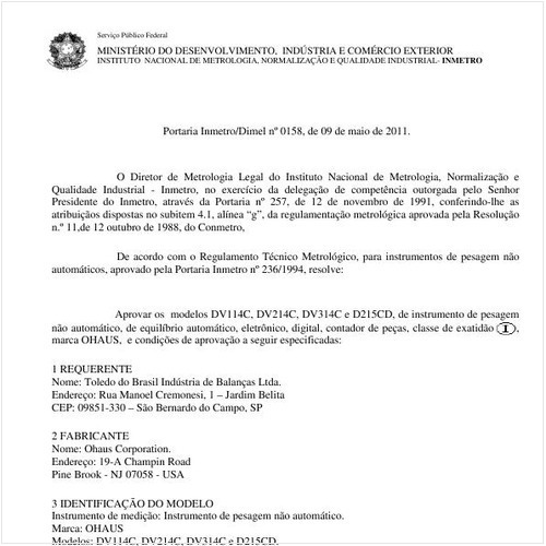 Portaria INMETRO/DIMEL 158:2011 - Situação: Revisto