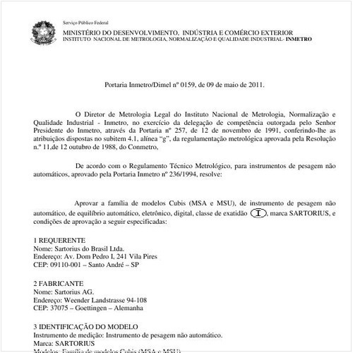 Portaria INMETRO/DIMEL 159:2011 - Situação: Revisto
