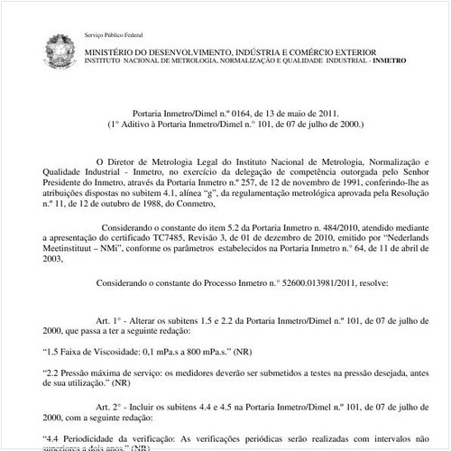 Portaria INMETRO/DIMEL 164:2011 - Situação: Em vigor
