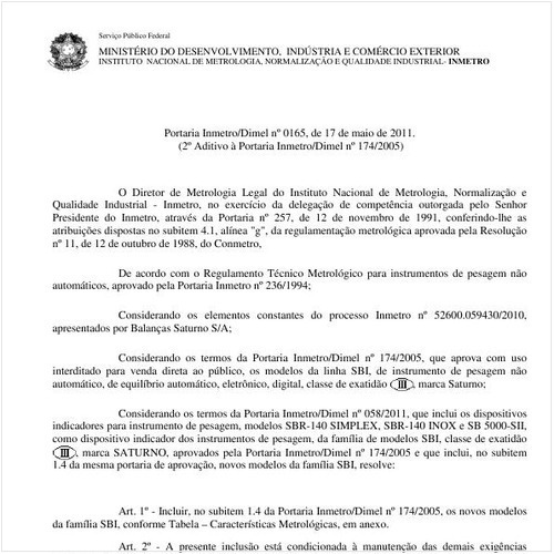 Portaria INMETRO/DIMEL 165:2011 - Situação: Revisto