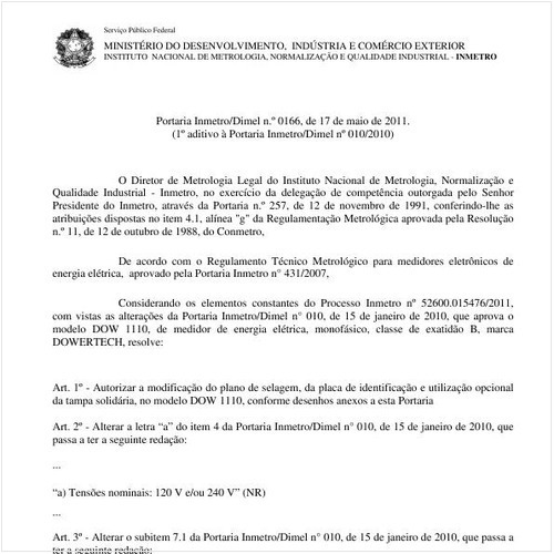 Portaria INMETRO/DIMEL 166:2011 - Situação: Revisto