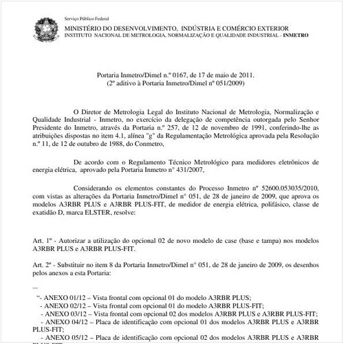 Portaria INMETRO/DIMEL 167:2011 - Situação: Revisto