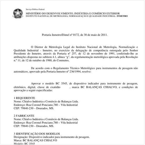 Portaria INMETRO/DIMEL 172:2011 - Situação: Revisto