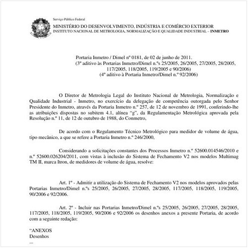 Portaria INMETRO/DIMEL 181:2011 - Situação: Em vigor