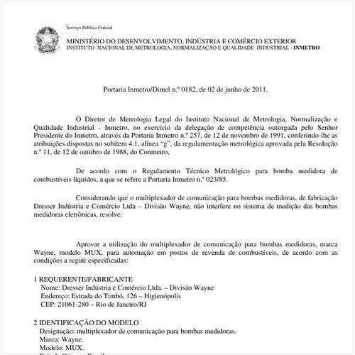 Portaria INMETRO/DIMEL 182:2011 - Situação: Revisto