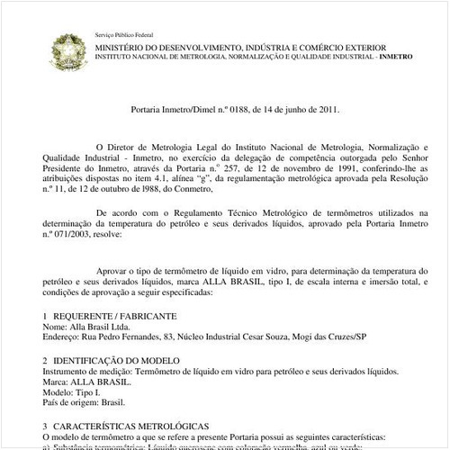 Portaria INMETRO/DIMEL 188:2011 - Situação: Revogado