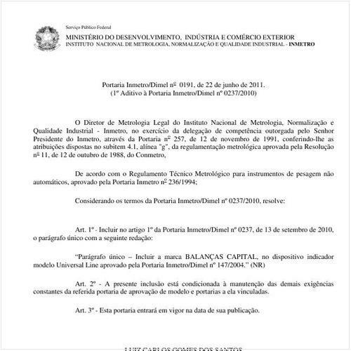 Portaria INMETRO/DIMEL 191:2011 - Situação: Em vigor