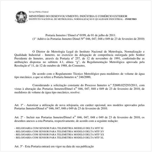 Portaria INMETRO/DIMEL 199:2011 - Situação: Em vigor