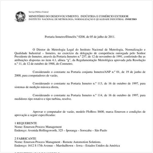 Portaria INMETRO/DIMEL 208:2011 - Situação: Em vigor