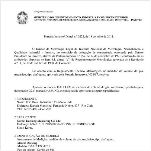 Portaria INMETRO/DIMEL 222:2011 - Situação: Revisto
