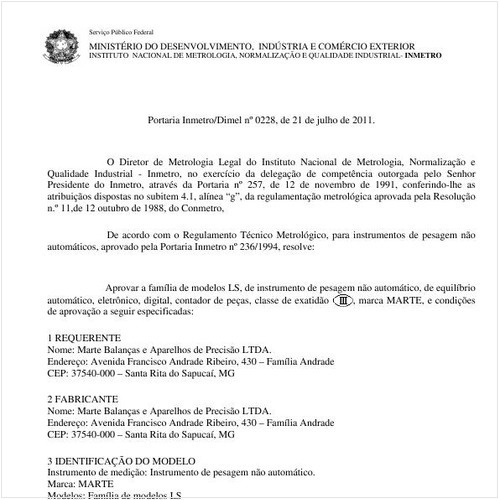 Portaria INMETRO/DIMEL 228:2011 - Situação: Revisto