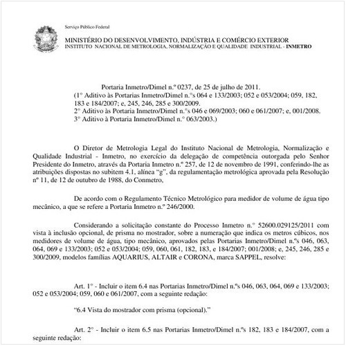 Portaria INMETRO/DIMEL 237:2011 - Situação: Revisto
