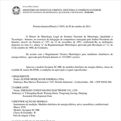 Portaria INMETRO/DIMEL 293:2011 - Situação: Revisto