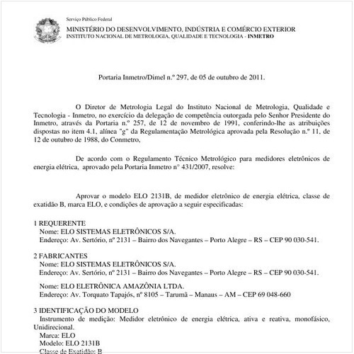 Portaria INMETRO/DIMEL 297:2011 - Situação: Revisto