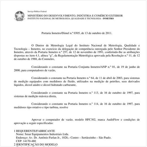 Portaria INMETRO/DIMEL 305:2011 - Situação: Em vigor