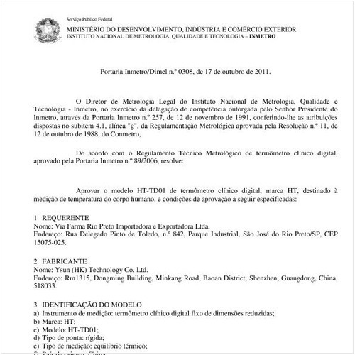 Portaria INMETRO/DIMEL 308:2011 - Situação: Em vigor