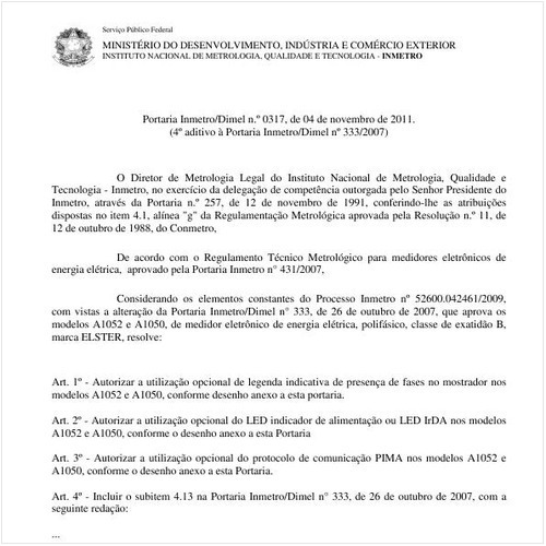 Portaria INMETRO/DIMEL 317:2011 - Situação: Revisto