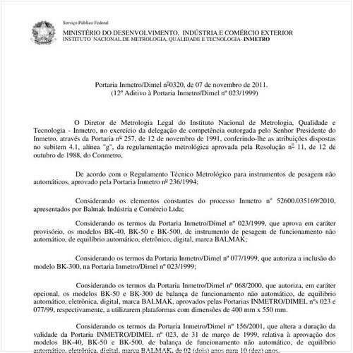 Portaria INMETRO/DIMEL 320:2011 - Situação: Revisto