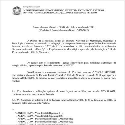 Portaria INMETRO/DIMEL 334:2011 - Situação: Revisto