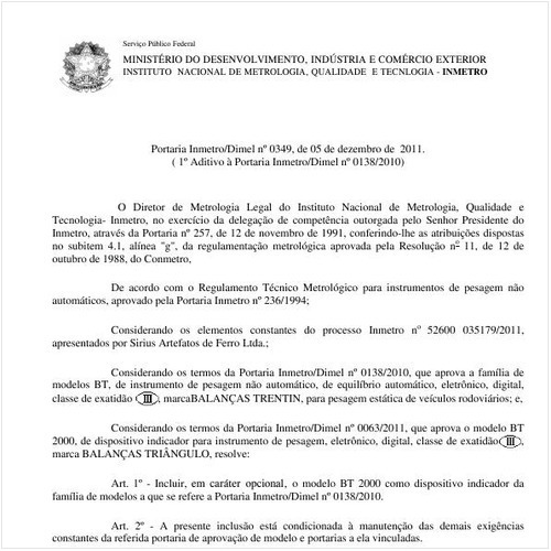 Portaria INMETRO/DIMEL 349:2011 - Situação: Revisto