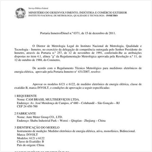 Portaria INMETRO/DIMEL 371:2011 - Situação: Revisto