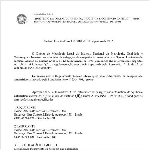 Portaria INMETRO/DIMEL 10:2012 - Situação: Em vigor