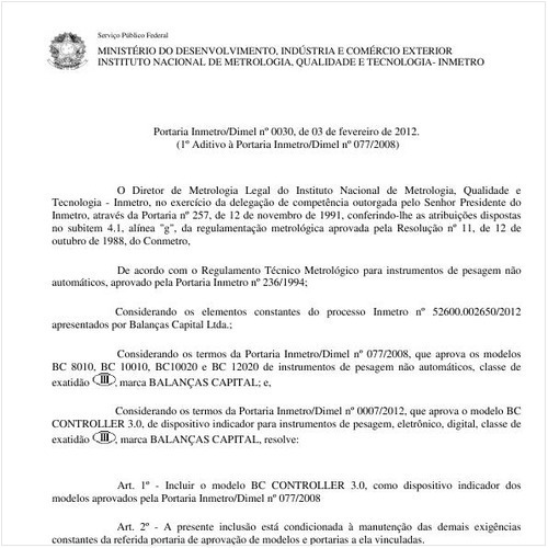 Portaria INMETRO/DIMEL 30:2012 - Situação: Em vigor