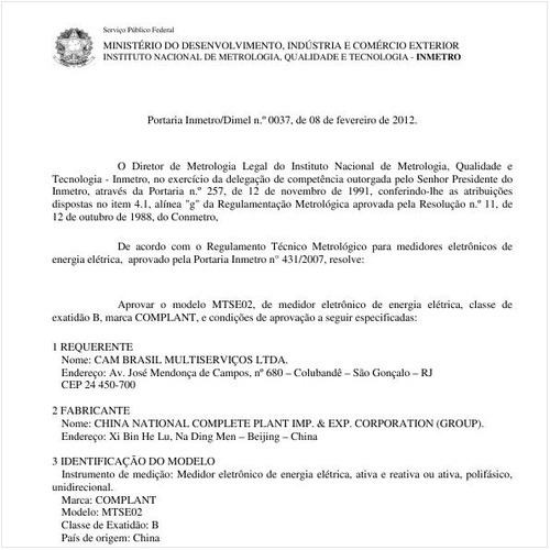 Portaria INMETRO/DIMEL 37:2012 - Situação: Revisto