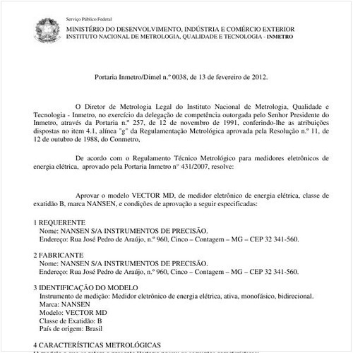 Portaria INMETRO/DIMEL 38:2012 - Situação: Revisto
