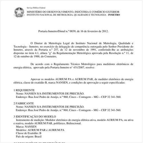 Portaria INMETRO/DIMEL 39:2012 - Situação: Revisto