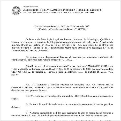 Portaria INMETRO/DIMEL 71:2012 - Situação: Revisto