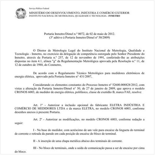 Portaria INMETRO/DIMEL 72:2012 - Situação: Revisto