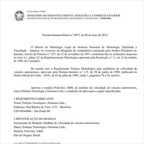Portaria INMETRO/DIMEL 77:2012 - Situação: Em vigor