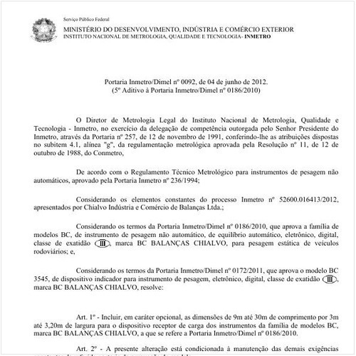 Portaria INMETRO/DIMEL 92:2012 - Situação: Revisto