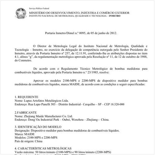 Portaria INMETRO/DIMEL 95:2012 - Situação: Em vigor